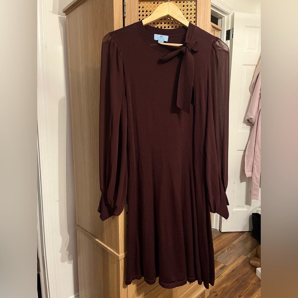 CeCe Long Sleeve Burgundy Dress